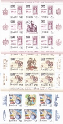 EXPOZITIA FILATELICA EFIRO,MINICOLI CU 8 T +1 V,Lp.2254d,2019, MNH ** ROMANIA. foto