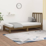 Pat de zi extensibil, maro miere, 2x(90x200) cm, lemn masiv pin