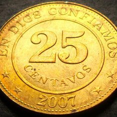 Moneda exotica 25 CENTAVOS - NICARAGUA, anul 2007 * cod 839 = A.UNC + luciu