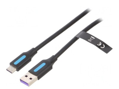Cablu USB 2.0 USB-A la USB-C 0.25m Negru foto