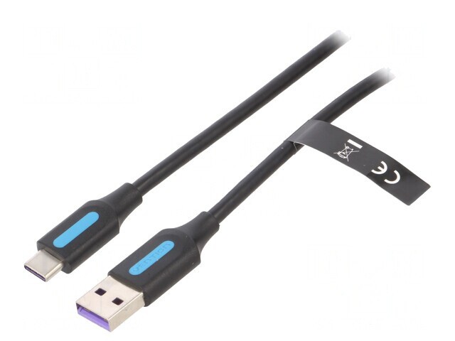 Cablu USB 2.0 USB-A la USB-C 0.25m Negru