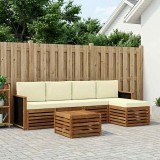 vidaXL Set de canapele de exterior cu pernă 6 pcs Natural și Crem 3384251