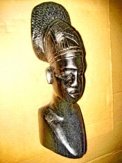 7970-Statuieta veche Art Deco bust Femeie Africa abanos aniI 1930-40. foto