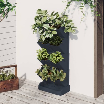 vidaXL Set plante de grădină vertical, 4 buc., antracit, polipropilenă foto