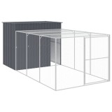 Cusca de caine cu tarc antracit 214x457x181 cm otel galvanizat GartenMobel Dekor, vidaXL