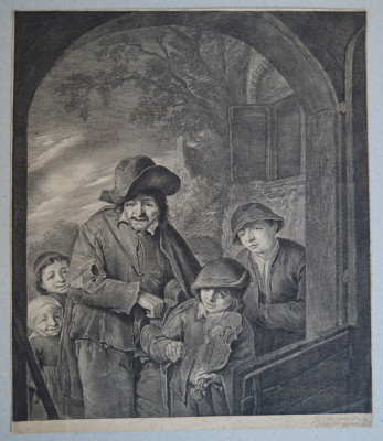 Adriaen van Ostade &amp;quot;Muzicieni&amp;quot; gravura 1640-1660 foto