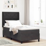 VidaXL Pat cu boxă spring LED și saltea Negru 100 x 200 cm Catifea