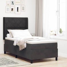 vidaXL Pat cu boxă spring LED și saltea Negru 100 x 200 cm Catifea 3343912