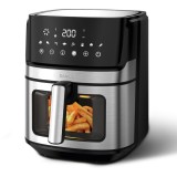 Friteuza cu aer cald Samus AF6.5B-S1700DW, 6.5 l, 1700 W, Timer 0-60 minute, Afisaj electronic, 8 programe, Temperatura ajustabila 80-200 C, Negru/Ino