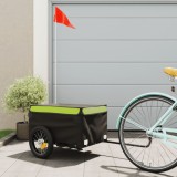 Remorca pentru biciclete, negru si verde, 30 kg, fier GartenMobel Dekor, vidaXL