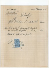 Romania, Faianta, Factura, Craiova, 1935
