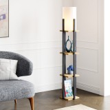 Lampadar Stourbridge 130cm 1xE27 60W negru stejar crem-alb [lux.pro] HausGarden Leisure