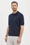 BOSS Orange tricou polo bărbați, culoarea bleumarin, uni, 50514223