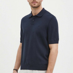 BOSS Orange tricou polo bărbați, culoarea bleumarin, uni, 50514223