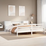 Cumpara ieftin Pat cu bibliotecă fără saltea, 180x200 cm, lemn masiv de pin