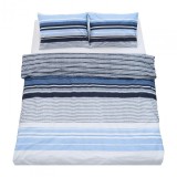 Lenjerie dubla,100% bumbac,4 piese, Azul