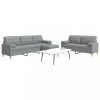 VidaXL Set canapele cu taburet și perne, 3 piese, gri deschis, textil 3278343