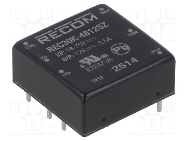 Convertor DC/DC RECOM 30W 36-75V intrare 12V 2,5A ieșire