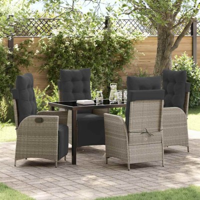 vidaXL Set de masă pentru grădină 5 pcs Gri deschis Rattan poli 3380570 foto