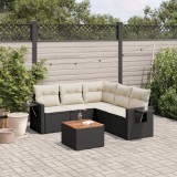 vidaXL Set mobilier de grădină cu perne, 6 piese, negru, poliratan 3256889