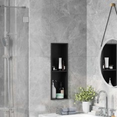vidaXL Nisă de Duș Negru 60 x 20 x 9.5 cm Oţel inoxidabil