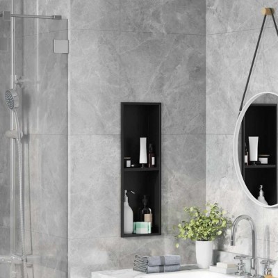 vidaXL Nisă de Duș Negru 60 x 20 x 9.5 cm Oţel inoxidabil 42012663 foto