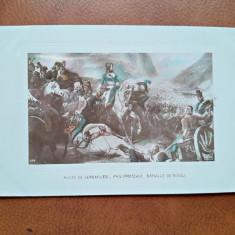 Napoleon Bonaparte in batalia de la Rivoli, reproducere tip carte postala, dupa un tablou de la Versailles