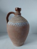 Ulcior vechi de lut, ulcior de apa, romanesc, Romania, 29cm inaltime, decorat/pictat manual