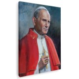 Tablou Canvas Papa Ioan Paul al II-lea cu Rama, 20x30 cm, Decoratiune Living, Birou, Panza Premium, Imprimat Digital, Nuante Rosu