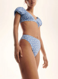 Slip Bikini cu imprimeu buline, albastru, dama, Reserved