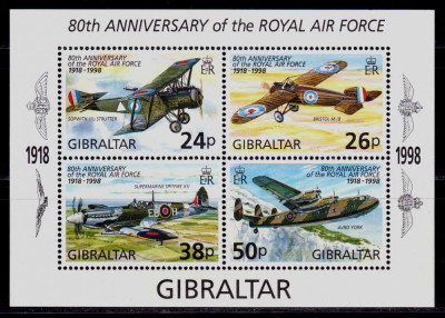 Gibraltar 1998 &amp;quot;A 80-a aniversare Royal Air Force&amp;quot; , bloc 33, MNH foto