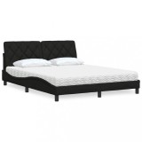 vidaXL Pat cu saltea, negru, 160x200 cm, textil 3310750