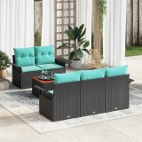 vidaXL Set de canapele pentru grădină cu pernă 6 pcs Negru poliratan 3347270