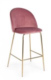 Cumpara ieftin Set 2 scaune bar otel auriu catifea roz Carry 51x55x105x74 cm