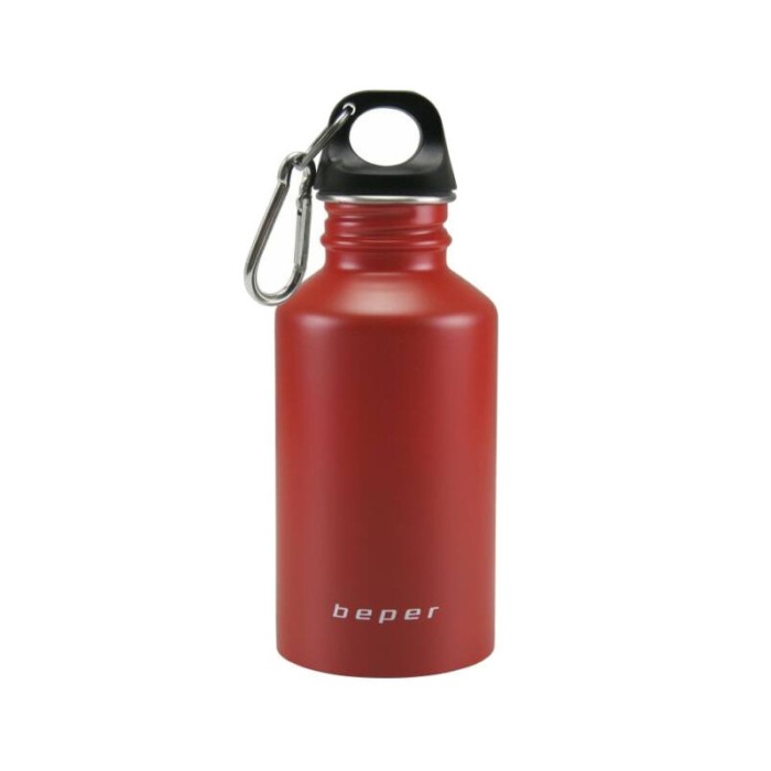 Recipient pentru apa Beper, 500 ml, 7.2 x 7.2 x 18 cm, inchidere ermetica, inox, Rosu