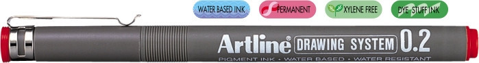 Marker Pentru Desen Tehnic Artline, Varf Fetru 0.2mm - Rosu