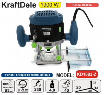 Masina de Frezat Verticala Oberfreza 1900W KraftDele KD1683-Z foto