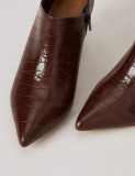 Cumpara ieftin Botine Find Chocolate Croc, M. 36 NOI Transport Gratuit, Maro, Piele sintetica