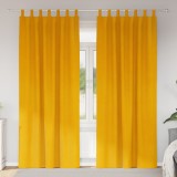 vidaXL Draperii opace cu agățătoare, 2 buc., galben muștar, catifea