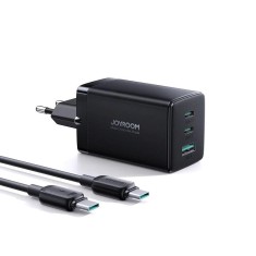 Incarcator rapid retea GaN Ultra Joyroom TCG01, 2x USB-C, 1x USB, 65W, 5 A, Cablu USB-C la USB-C 100W 1.2m