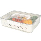 Cutie alimentara multifunctionala Pufo cu capac etans, 2 compartimente detasabile tip sita, pentru fructe, legume sau mancare, 31 x 24 cm