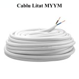 Cablu Electric Litat MYYM 2x1.5mm, Cupru, Alb, Rola 100m, Instalatii Electrice Casnice si Industriale