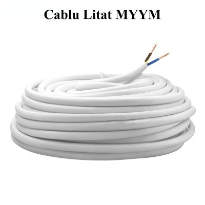 Cablu Electric Litat MYYM Alb 2x1,5mm / 100ml foto
