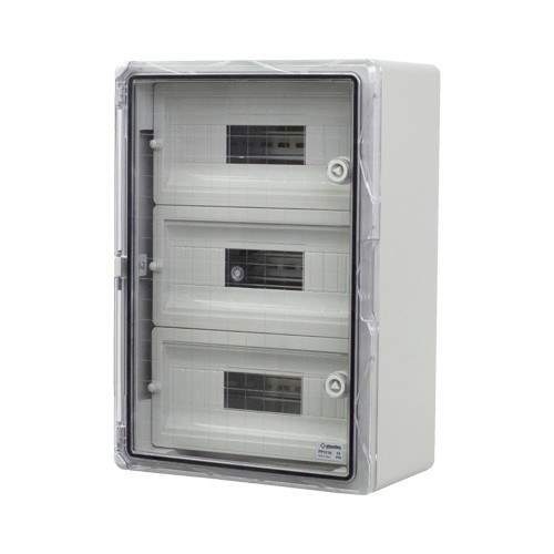 Cutie modulara IP65 din ABS gri, usa transparenta, 3 x 15 module, 350x500x190 mm PP3116