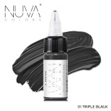 Tus Micropigmentare NUVA Colors 15ml: 01 Triple Black, Eyeliner, Microblading, Sprancene - Pigment PMU Profesional