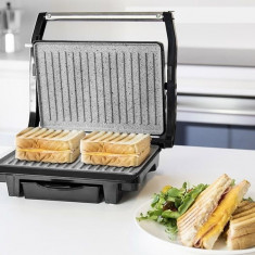 Sandwich maker profesional cu grill, 2 in 1, Hausberg, placa de gatit din granit antiaderent foto