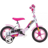 Bicicleta copii Dino Bikes 10&#039; 108 Sport alb si roz