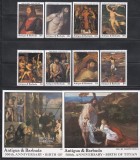 Antigua si Barbuda 1988 - A 500-a aniversare a nașterii lui Titian, Serie + 2 Colite, SET COMPLET, F. RARE, MNH