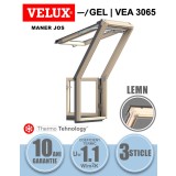 Fereastra mansarda iesire terasa VELUX GEL | VEA 3065, lemn de pin, 3 sticle