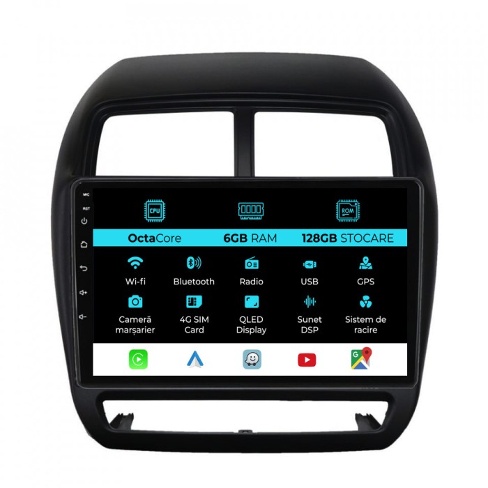 Navigatie Dedicata Mitsubishi ASX (2016 - 2019), 9Inch, 6Gb Ram, 128Gb Stocare, Carplay